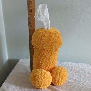 Yellow Plush Penis Tissue Holder